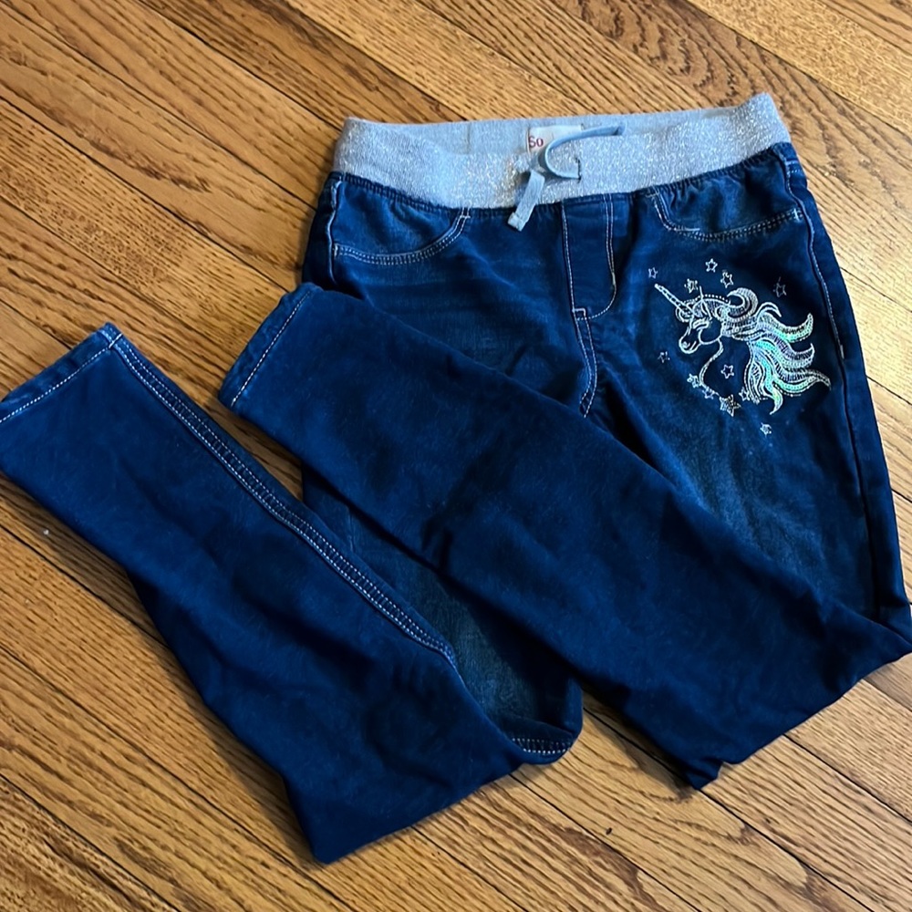 Size 12 girls jeans with unicorn appliqué